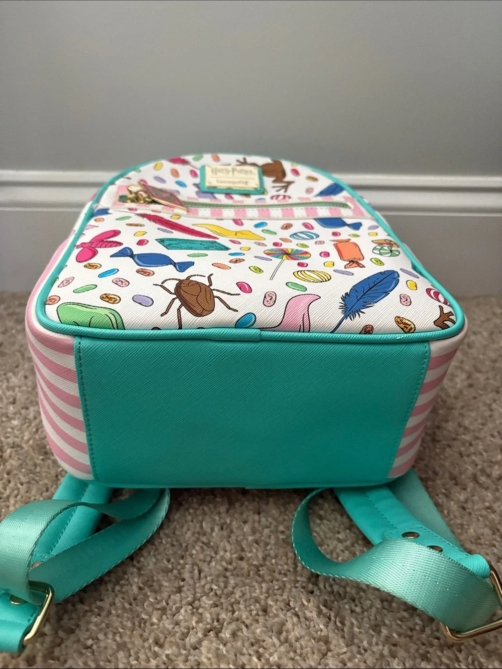 Loungefly Honeydukes Candy Print Kids Backpack - White, Pink, Teal